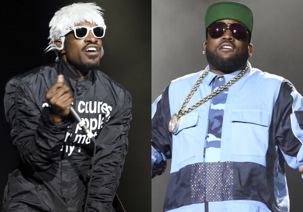 يظهر هذا المزيج من الصور أندري 3000 ، اليسار ، و Big Boi من Outkast يؤدون في Lollapalooza في حديقة جرانت في شيكاغو في 2 أغسطس 2014. (صور بواسطة Steve C. Mitchell/Invision/AP)