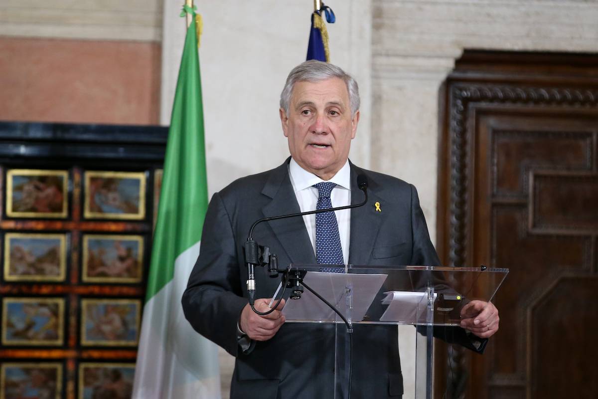 وزير الخارجية الإيطالي أنطونيو تاجاني يلقي خطابًا في روما ، عاصمة إيطاليا في 14 يناير 2025.
