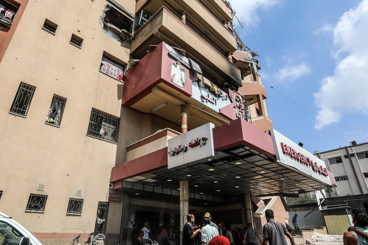 يُظهر المنظر الطابق الرابع من مجمع ناصر الطبي التالفة بعد إضراب إسرائيلي في خان يونيس ، غزة ، في 25 أغسطس 2025.