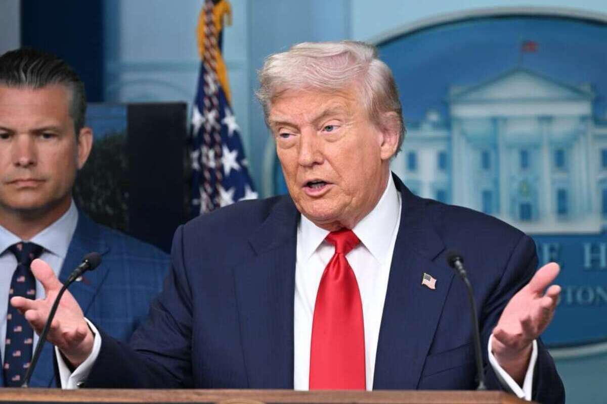 يلقي الرئيس الأمريكي دونالد ترامب خطابًا خلال مؤتمر صحفي في البيت الأبيض في واشنطن العاصمة ، الولايات المتحدة في 11 أغسطس 2025.