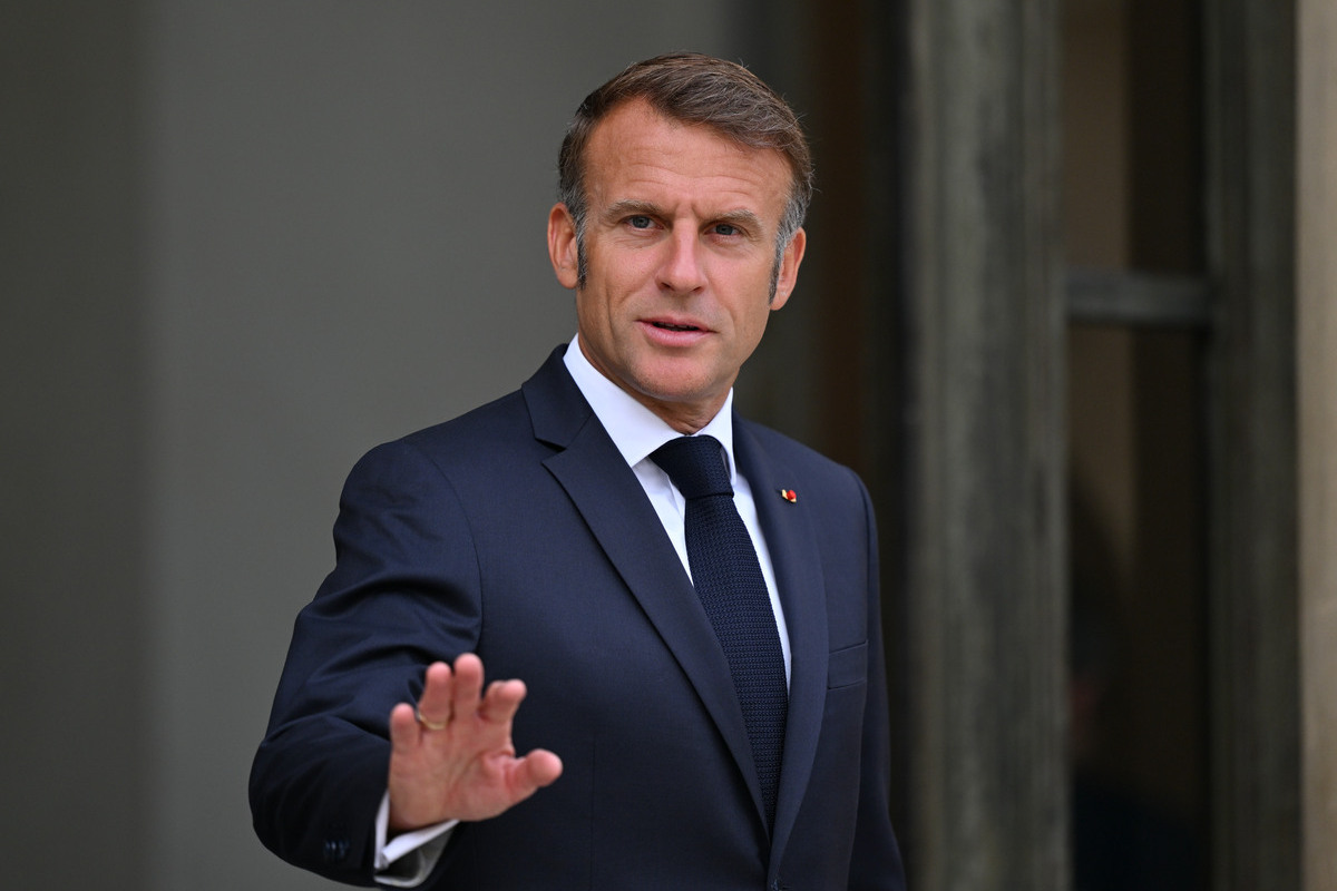 الرئيس الفرنسي إيمانويل ماكرون في قصر Elysee الرئاسي في باريس ، فرنسا في 14 يوليو 2025. (Mustafa Yalçın - Anadolu Agency)