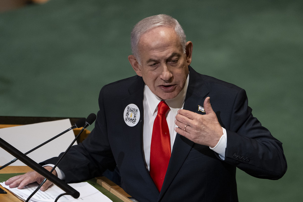 رئيس وزراء إسرائيل بنيامين نتنياهو يخاطب الجمعية العامة للأمم المتحدة (UNGA) في مقر الأمم المتحدة في 26 سبتمبر 2025 في مدينة نيويورك ، الولايات المتحدة. (Mostafa Bassim - Anadolu Agency)