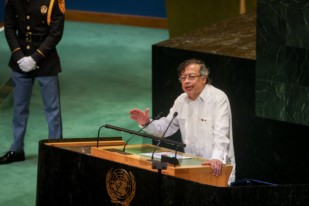 غوستافو بترو ، رئيس كولومبيا ، خلال الجمعية العامة للأمم المتحدة (UNGA) في نيويورك ، الولايات المتحدة ، يوم الثلاثاء ، 23 سبتمبر ، 2025.