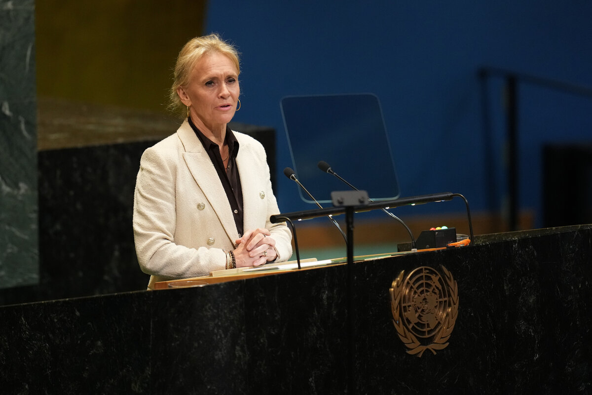 ثورجردور كاترين غونارارسدوتير ، وزير الخارجية في أيسلندا ، خلال الجمعية العامة للأمم المتحدة (UNGA) في نيويورك ، الولايات المتحدة ، يوم السبت ، 27 سبتمبر ، 2025.